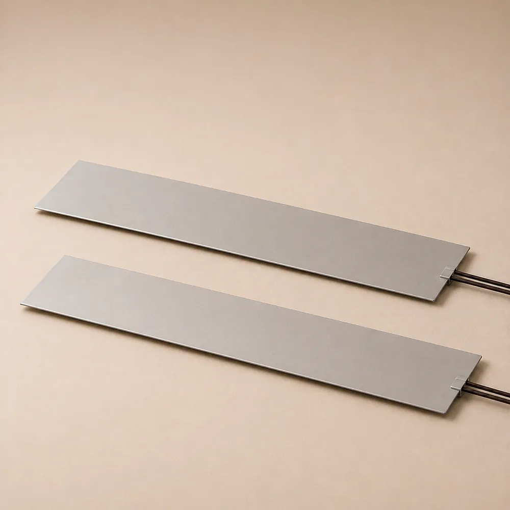 Pair of elongated mica electric heating elements — Elmat Srl